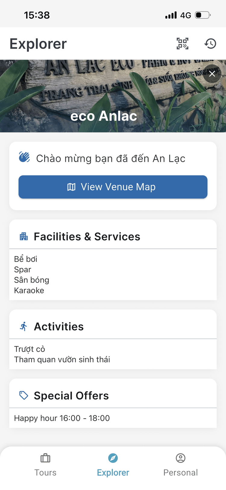 Venue explorer page for partners